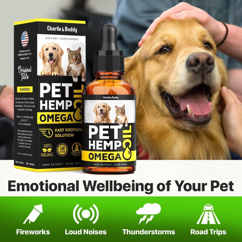 Huile de Chanvre et Saumon pour la Peau et le Pelage des Chiens, Santé Omega 3 6 9, Friandise Calmante 1 fl oz
