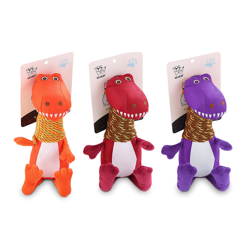 Jouet pour chien en peluche dinosaure avec son et fonction à mâcher