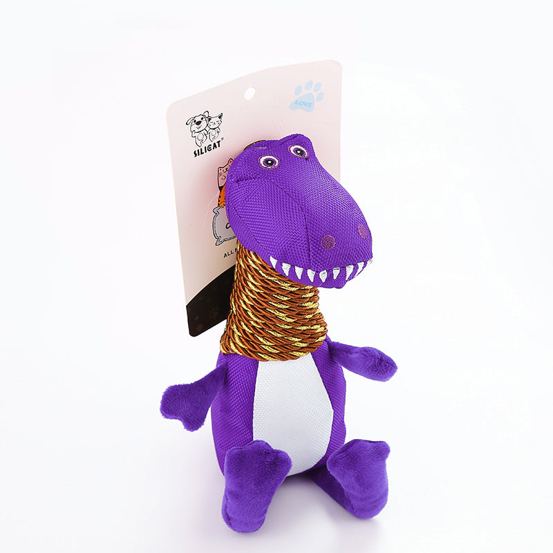 Jouet pour chien en peluche dinosaure avec son et fonction à mâcher