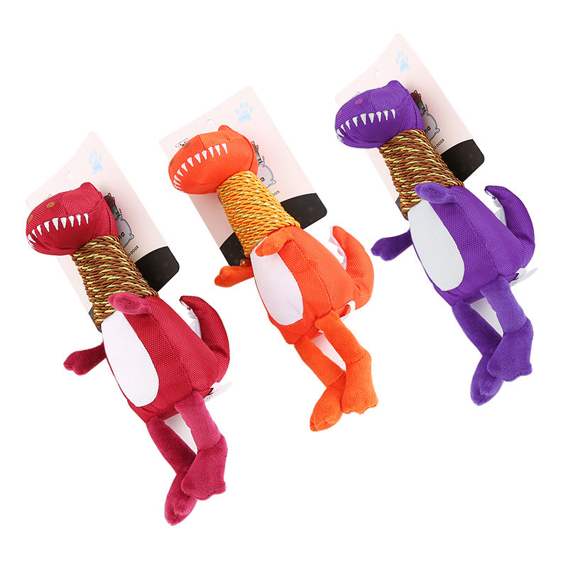 Jouet pour chien en peluche dinosaure avec son et fonction à mâcher