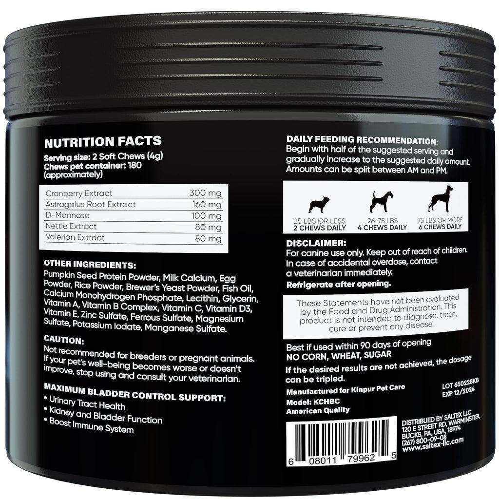 180 Pièces Cranberry Chews Complément de Canneberge pour Chiens Aide Naturelle pour les Voies Urinaires