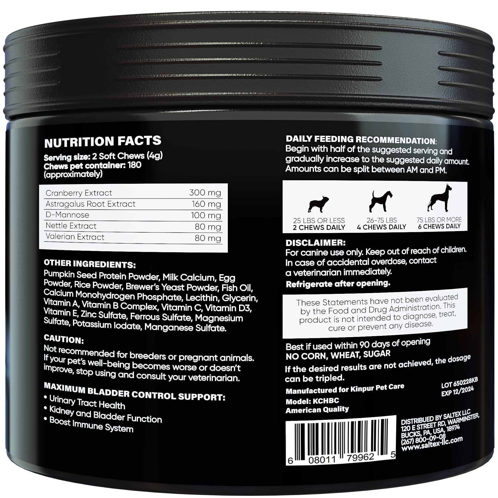 180 Pièces Cranberry Chews Complément de Canneberge pour Chiens Aide Naturelle pour les Voies Urinaires