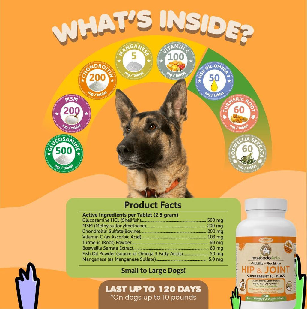 Chews pour la Santé Articulaire des Chiens avec Glucosamine & Curcuma