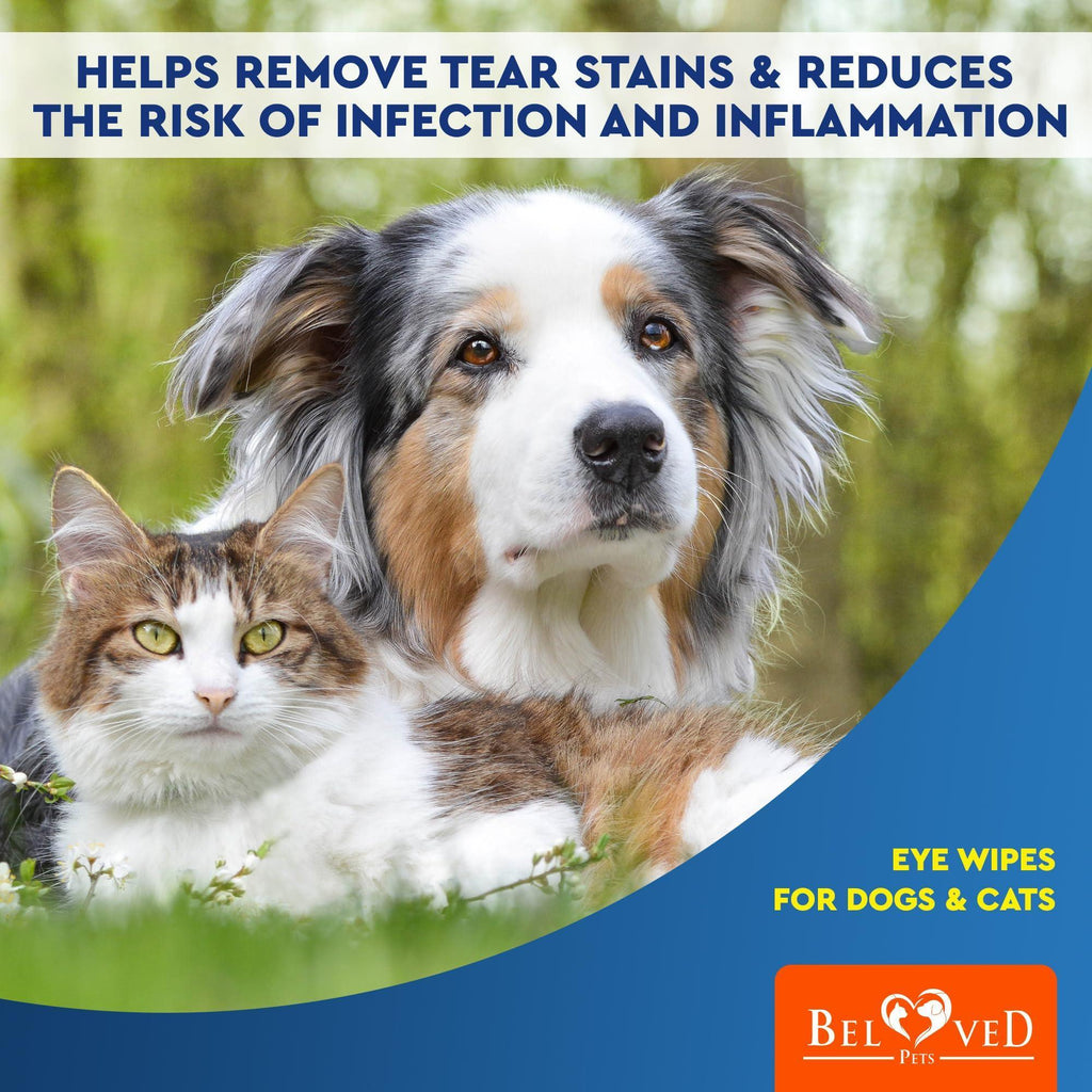 Lingettes Nettoyantes pour les Yeux de Chiens et Chats, Suppression des Larmes et Traitement des Infections Oculaires 120 pads